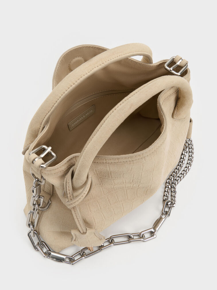 Mini Delfina Chain Tote Bag, Dusted Oat, hi-res