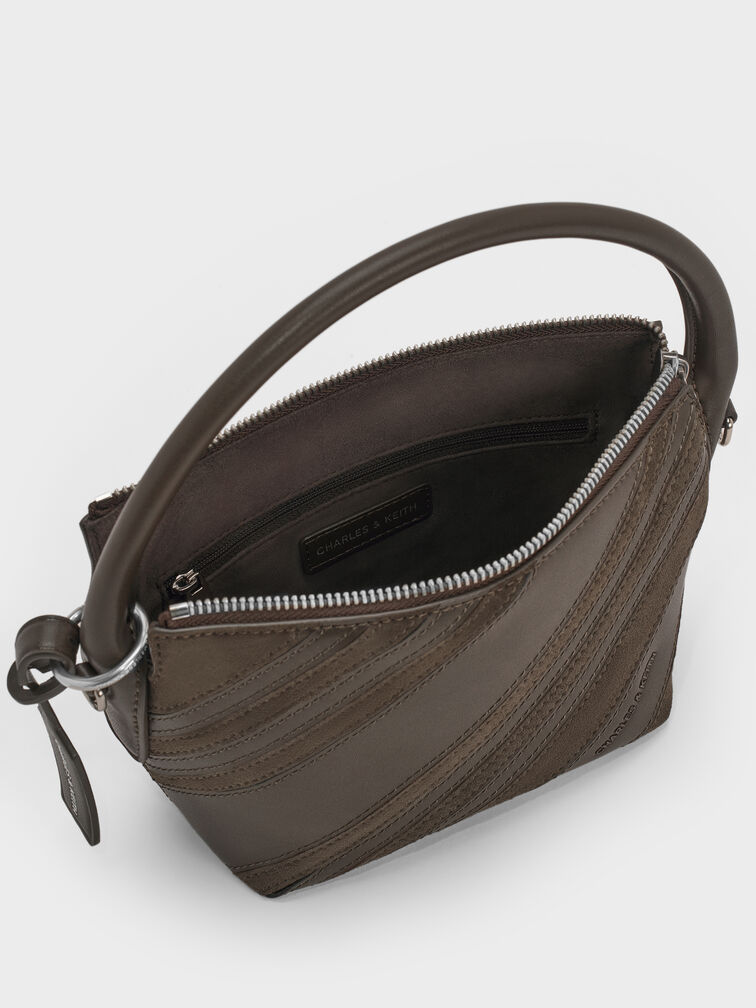 Zeya Recycled Suede Top Handle Bag, Dark Moss, hi-res