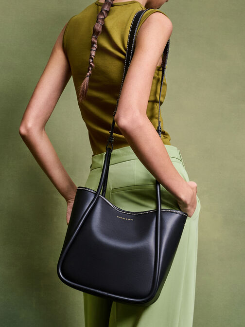 Mini Lyla Tubular Tote Bag, Black, hi-res