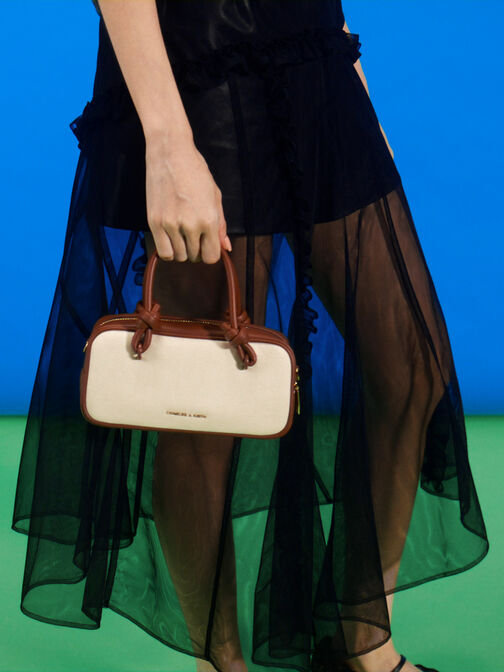 Sammie Canvas Knotted-Handle Elongated Bag, Taupe Canvas, hi-res