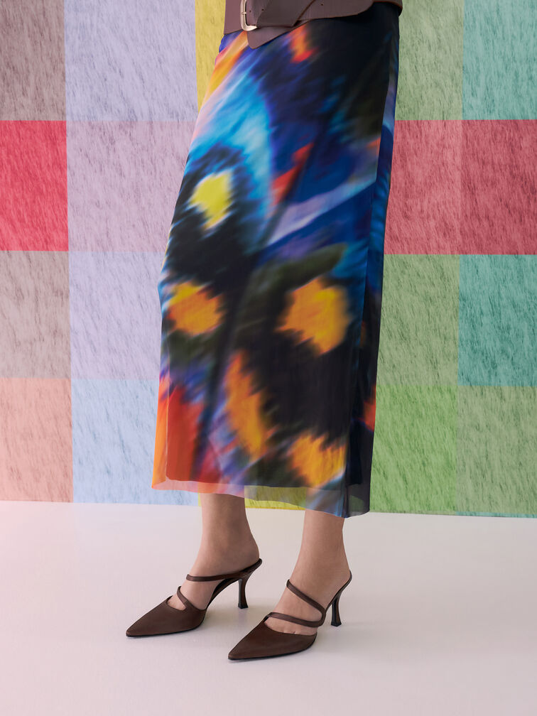 حذاء ميول ساتان أردن بمقدمة مدببة وكعب متموج, بني محبّب غامق, hi-res