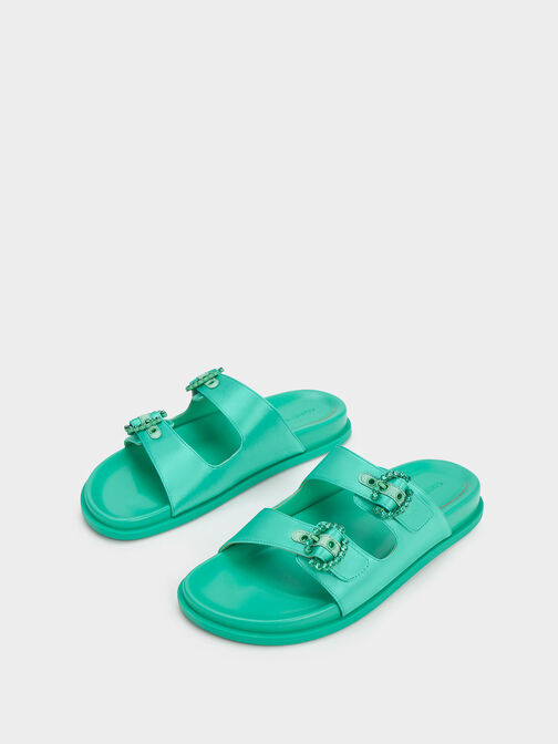 صندل بإبزيم مزخرف من البوليستر المُعاد تدويره, تركوازي, hi-res