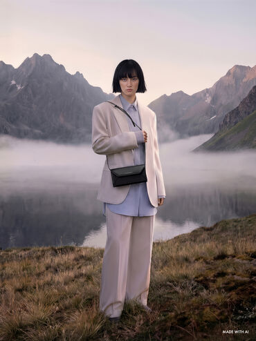 Nasrin Geometric Long Wallet, Noir, hi-res