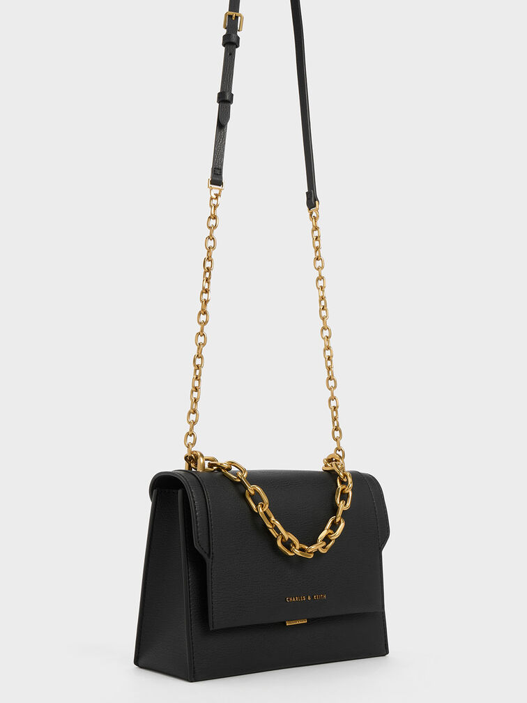 Brennan Chain Handle Crossbody Bag, Black, hi-res