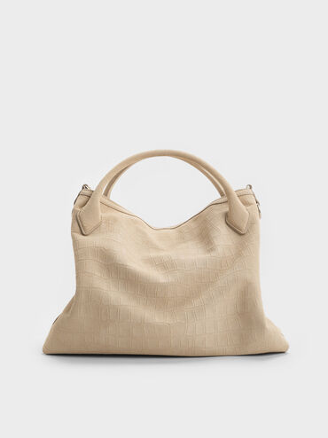 حقيبة دلفينا ذات السلسلة, بيج مخملي, hi-res