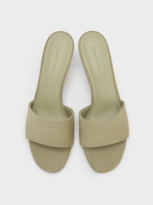 Ruthie Faux Suede Heeled Mules, Olive, hi-res