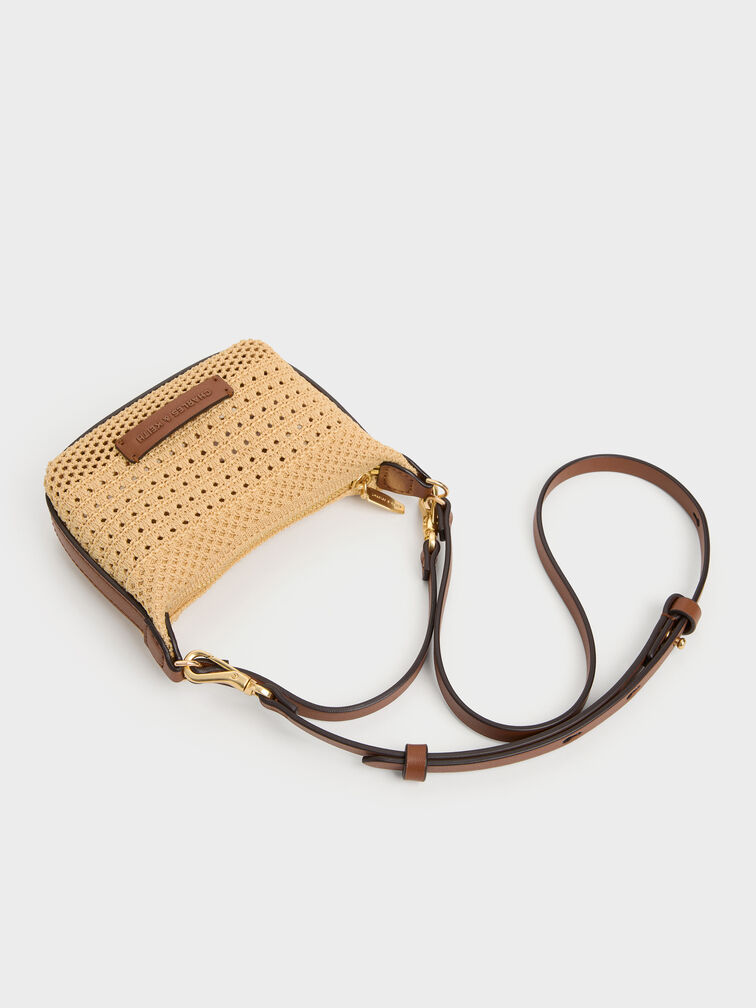 حقيبة أيدا ميكرو محبوكة, بيج, hi-res