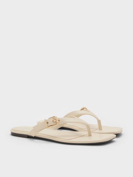 Buckled Thong Sandals, Chalk, hi-res