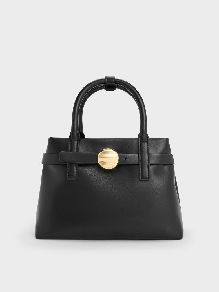Mini Behn Belted Tote Bag, Black, hi-res