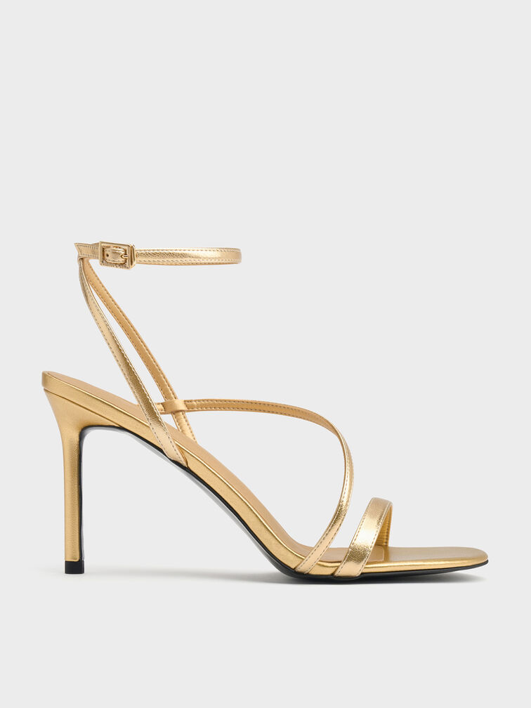 Andricia Metallic Strappy Stiletto Sandals, Gold, hi-res