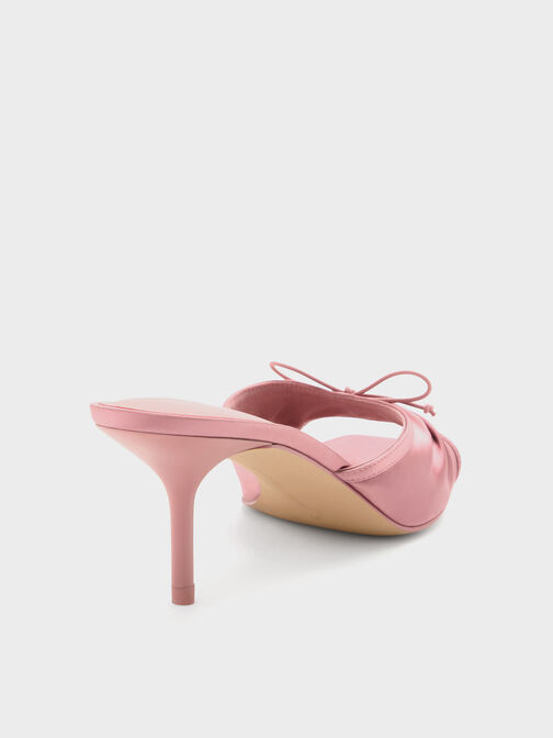Sadira Satin Heeled Mules, Pink, hi-res
