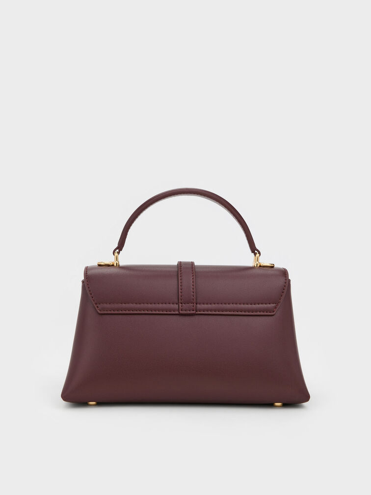 شنطة يد أدالين بمشبك معدني وحزام سلسلة, أحمر توتي فاخر, hi-res