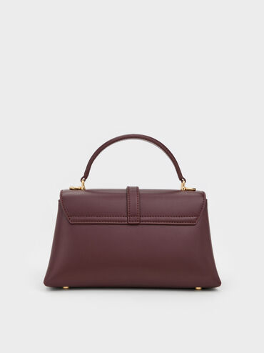 شنطة يد أدالين بمشبك معدني وحزام سلسلة, أحمر توتي فاخر, hi-res