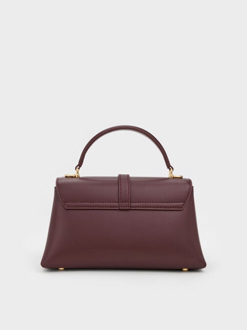 شنطة يد أدالين بمشبك معدني وحزام سلسلة, أحمر توتي فاخر, hi-res