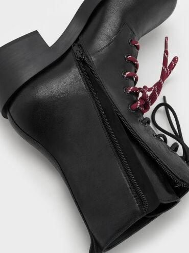 بوت لوغان برباط مزدوج منتصف الساق ستايل كومبات, أسود خشن, hi-res