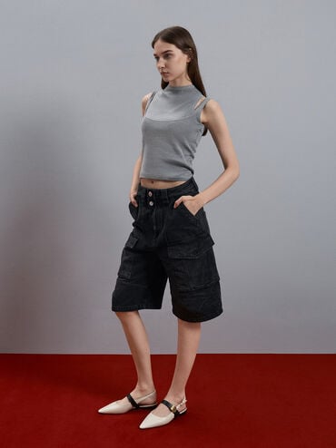 حذاء إيفيت بدون كعب بتصميم ماري جين ومقدمة مدببة, أبيض طباشيري, hi-res