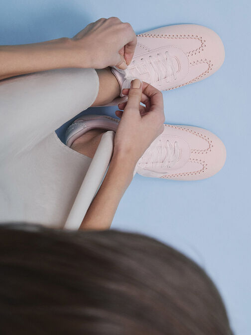 حذاء رياضي سيسي من الدانتيل الشفاف بنقشات قلوب, وردي فاتح, hi-res