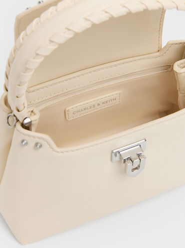 Arwen Studded Top Handle Bag, Beige, hi-res