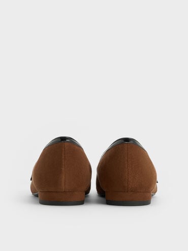 حذاء ماري جين شامواه مزين بشرائط, بني, hi-res