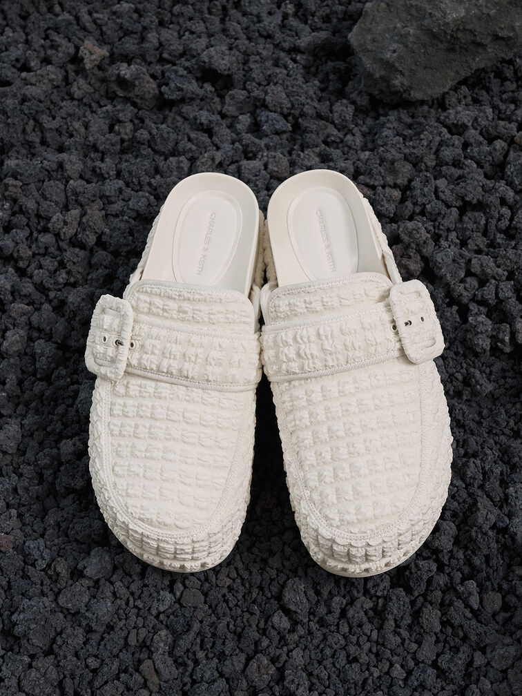 ميولز لورين ذات بتصميم مزخرف وكعب فلاتفورم, أبيض طباشيري, hi-res