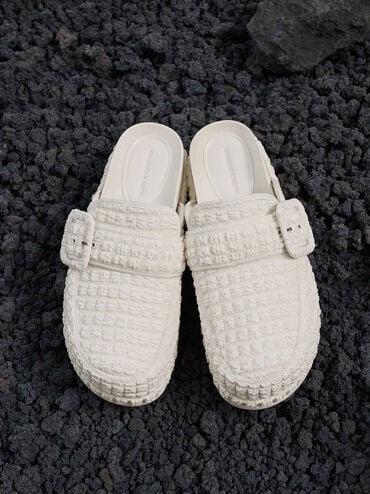 ميولز لورين ذات بتصميم مزخرف وكعب فلاتفورم, أبيض طباشيري, hi-res