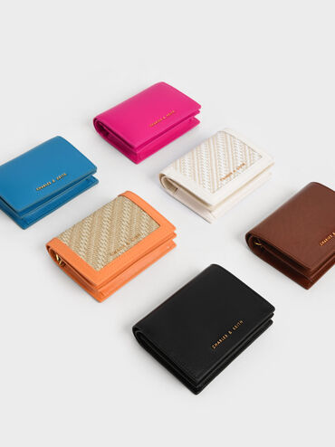Cassia Snap Button Mini Short Wallet, Orange, hi-res