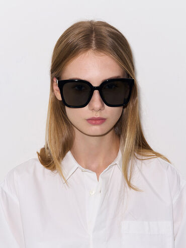 نظارة شمسية جابين واسعة بتصميم فراشة, أسود, hi-res