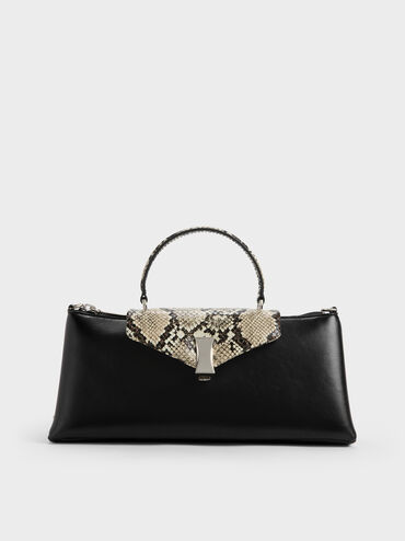 ليليبيت - حقيبة ممدودة بمقبض علوي بنقش الثعبان, نمط حيواني طبيعي, hi-res