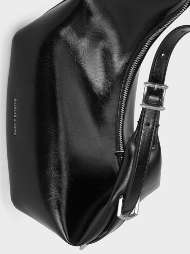 Bryna Curved Hobo Bag, Noir, hi-res