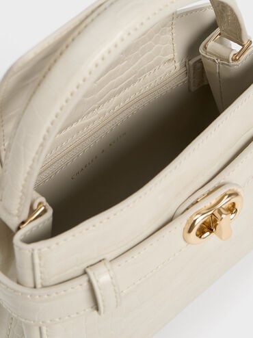 Aubrielle Croc-Effect Belted Top Handle Bag, Ivory, hi-res