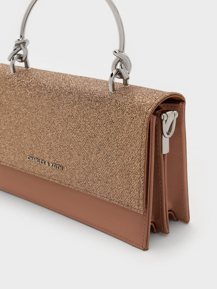 محفظة كريستين بسلسلة وتصميم لامع, برونزي, hi-res