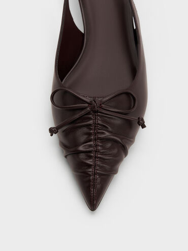 حذاء بكعب صغير مفتوح من الخلف مزين بفيونكة مكشكشة, برغندي, hi-res