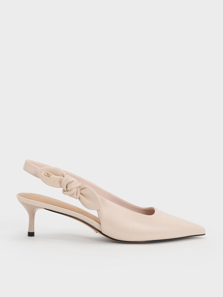 Jayce Leather Slingback Kitten Heels, Oat, hi-res