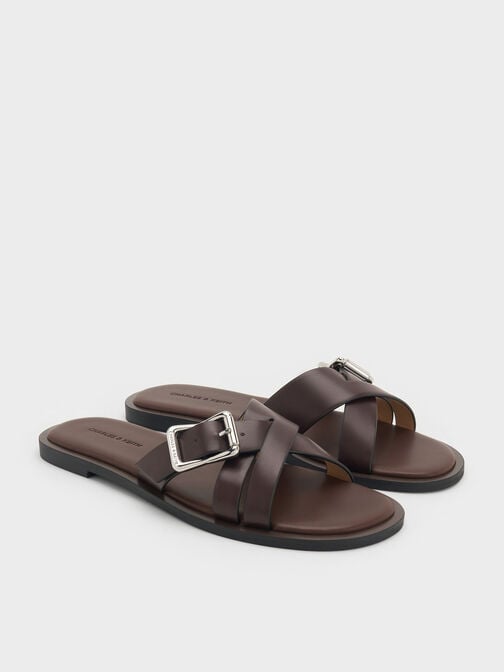 Anita Crossover Slides, Maroon, hi-res