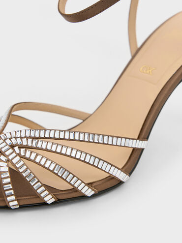 صندل جايلين جيم ذو الكعب العالي المفتوح من الأمام, بني, hi-res