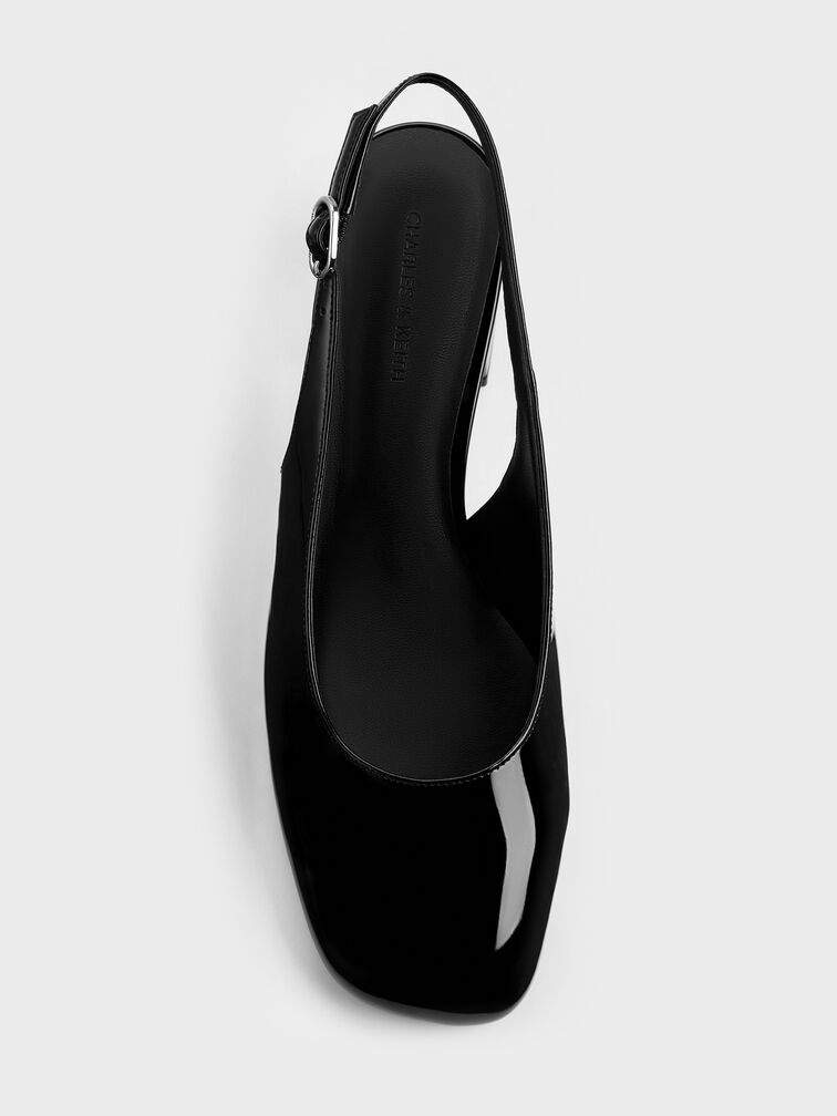 حذاء "داني" بسير خلفي لامع, أسود براق, hi-res