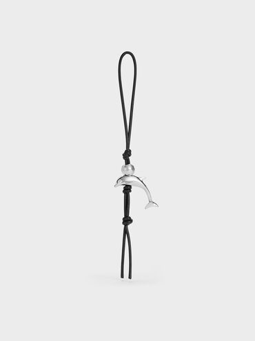 Delfina Dolphin Rope-Knot Charm, Noir, hi-res