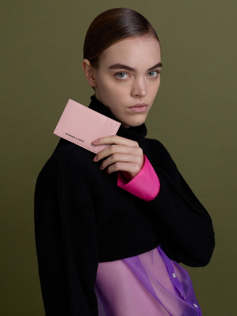 محفظة بطاقات إيفيت بنقشة منسوجة, زهري فاتح, hi-res