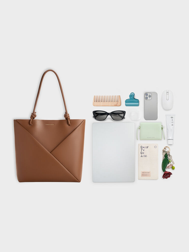 حقيبة تسوق ميدوري ذات التصميم الهندسي, شوكولاتي, hi-res