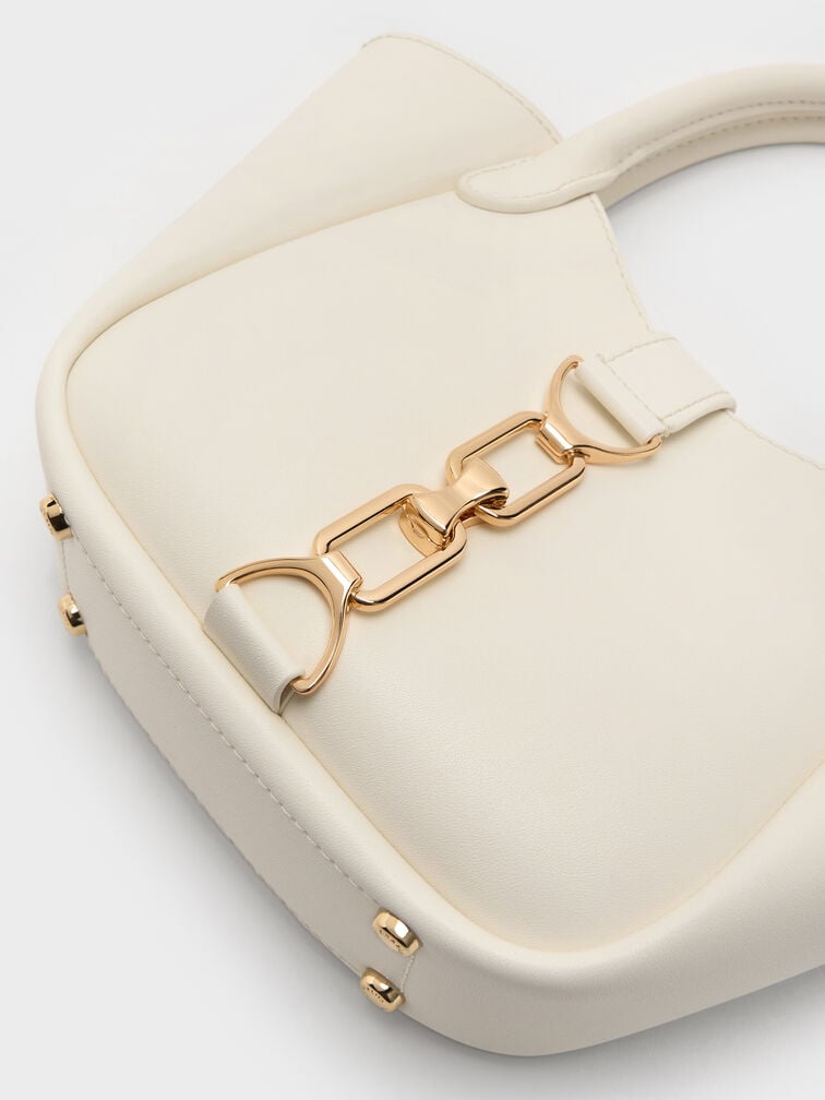 حقيبة توت "أجاثا" بلمسة سلسلة, كريمي, hi-res