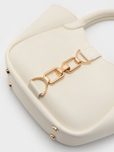 حقيبة توت "أجاثا" بلمسة سلسلة, كريمي, hi-res