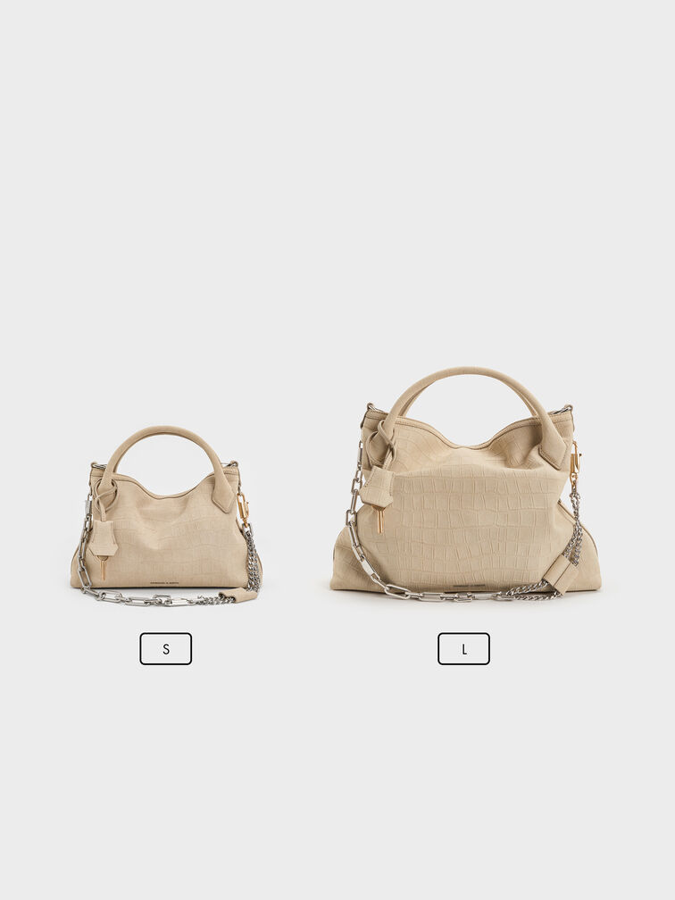 Mini Delfina Chain Tote Bag, Dusted Oat, hi-res