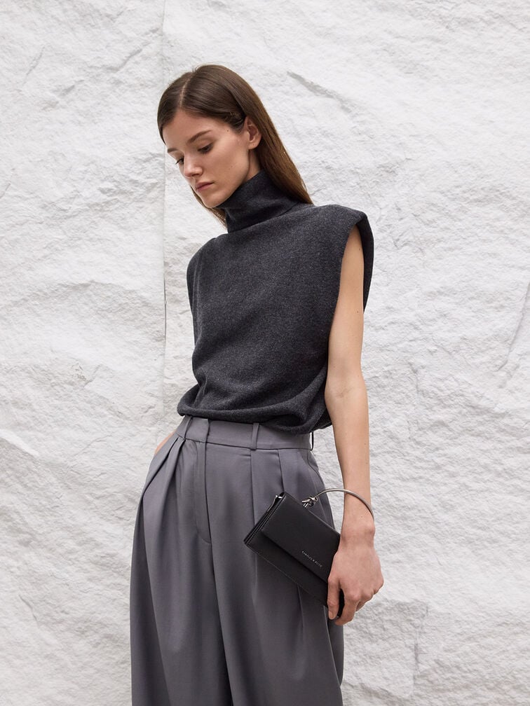 محفظة طويلة كريستين بيد منحوتة, أسود كلاسيكي, hi-res