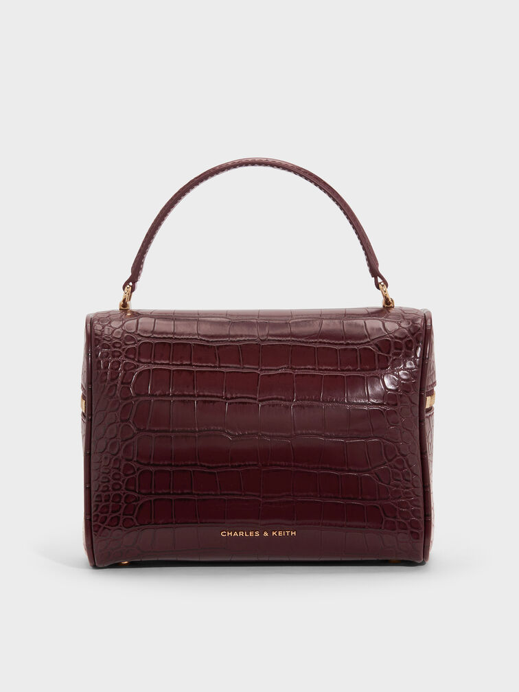 Pansy Croc-Effect Vanity Bag, Wineberry Red, hi-res
