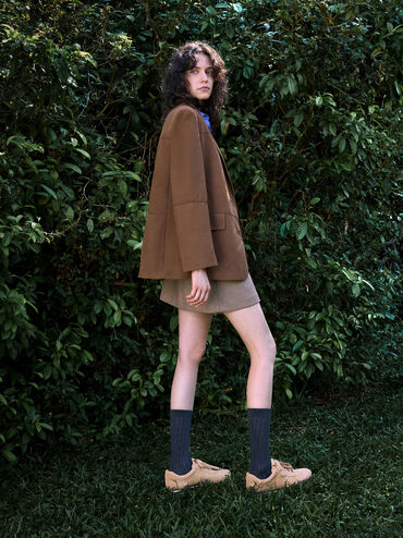 حذاء سنيكرز شامواه صناعي, بيج, hi-res