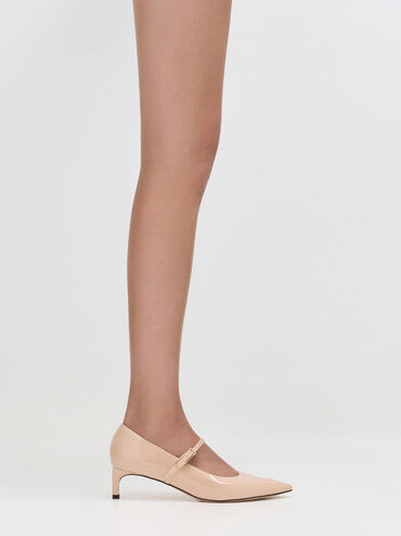 Luciana Patent Mary Jane Pumps, Nude, hi-res
