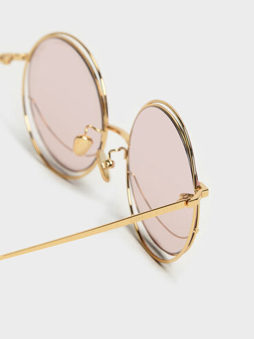 نظارات شمسية بإطار دائري, وردي, hi-res