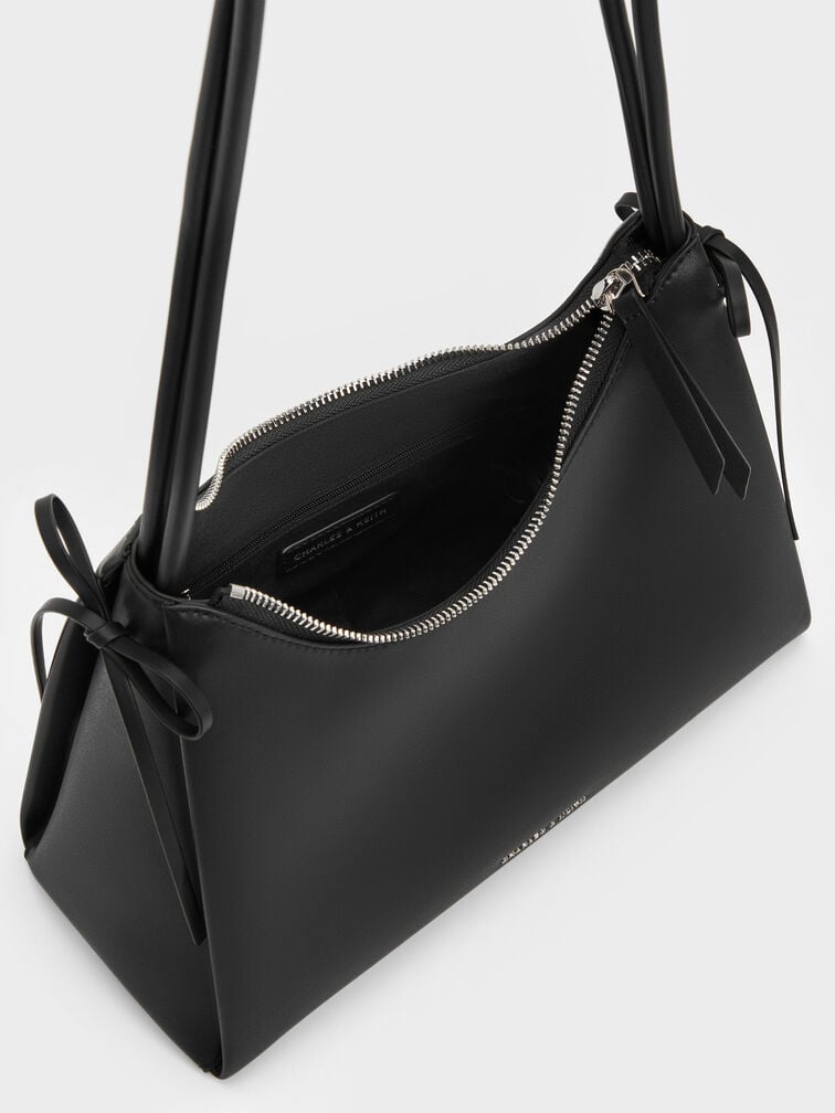 Hazel Bow Hobo Bag, Noir, hi-res