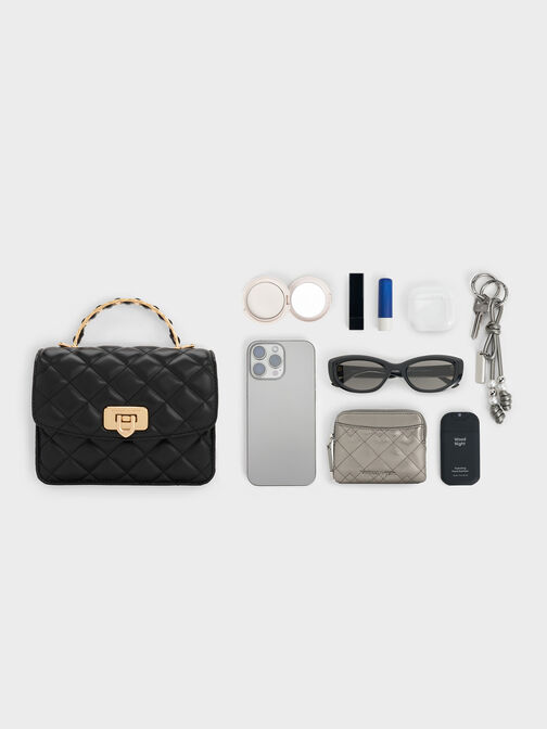 حقيبة يد مبطنة, أسود, hi-res