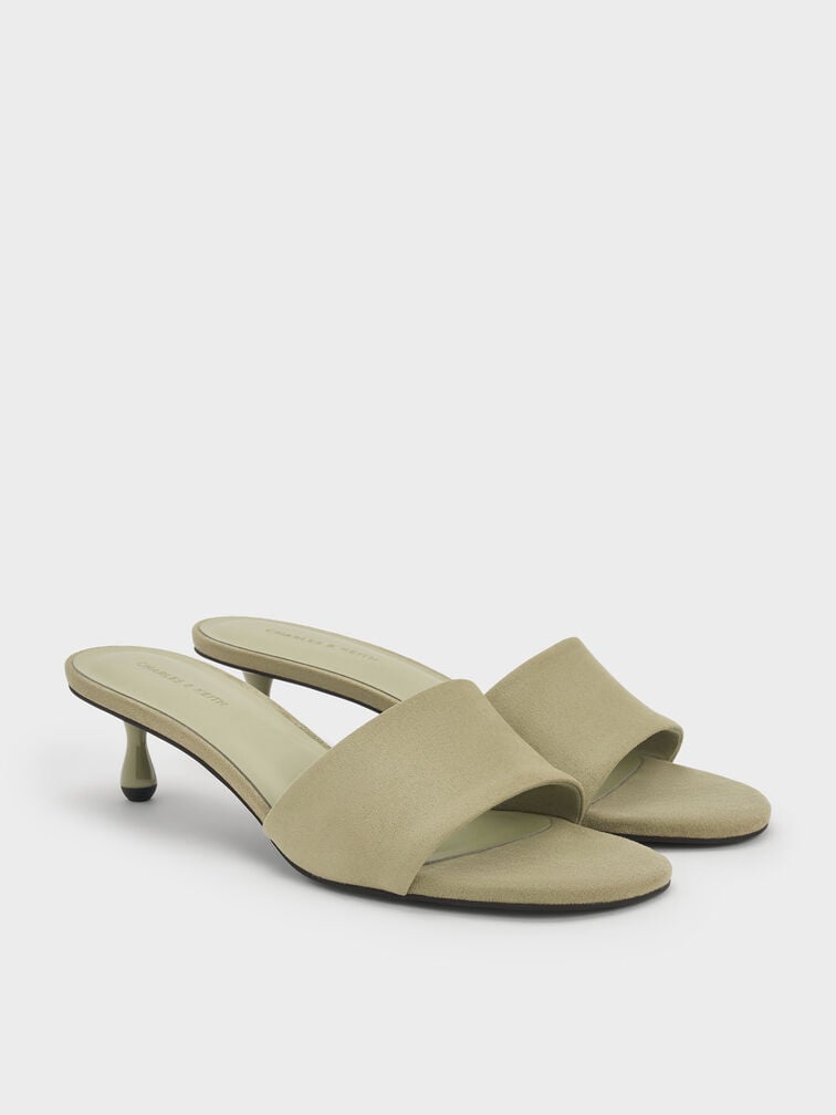 Ruthie Faux Suede Heeled Mules, Olive, hi-res